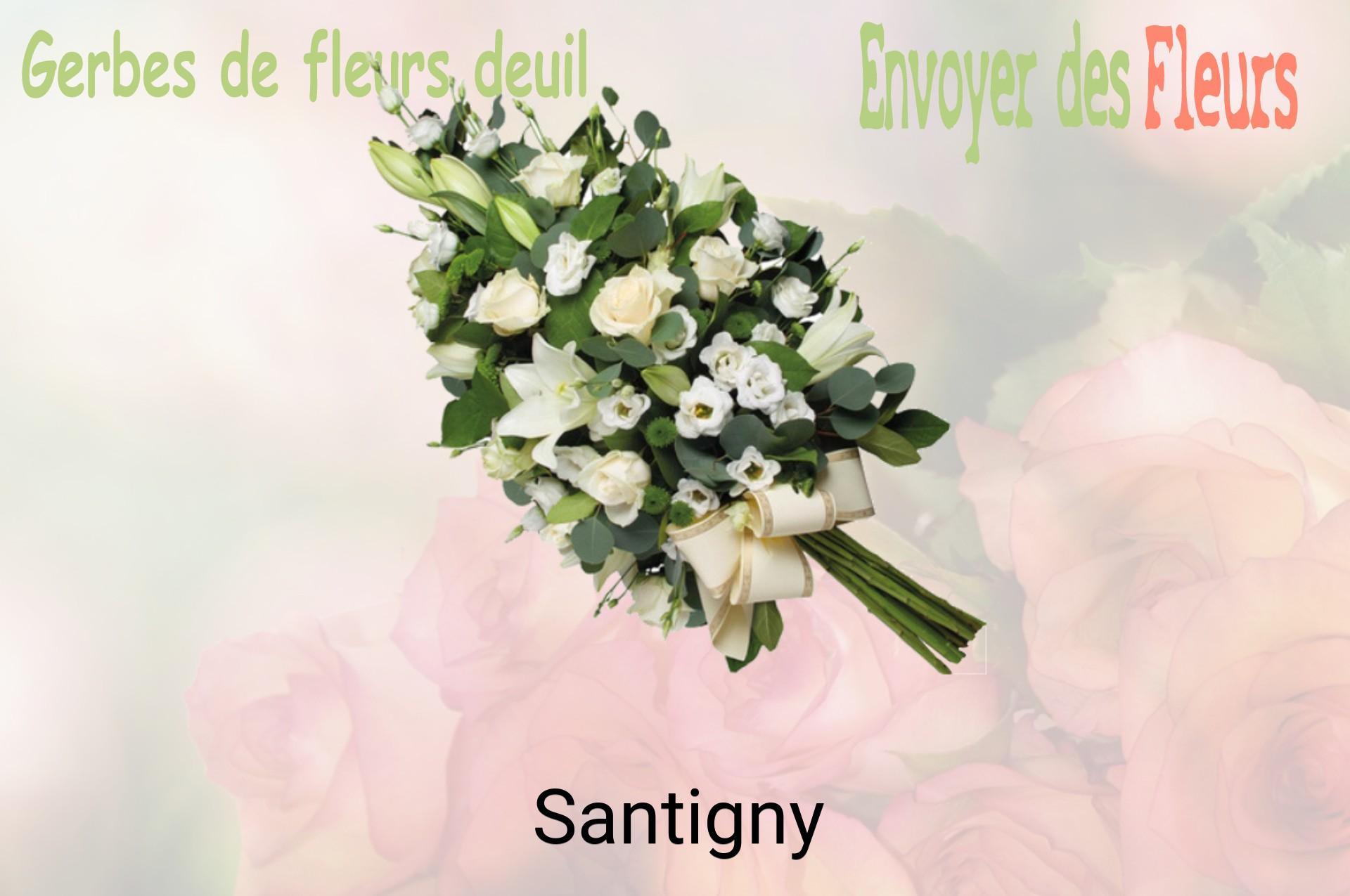 Gerbe de fleurs de deuil livrée à Santigny